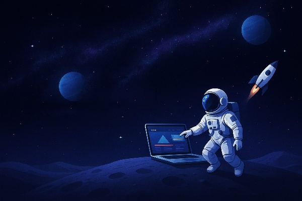 Une image d'un astronaute dans l'espace devant un pc